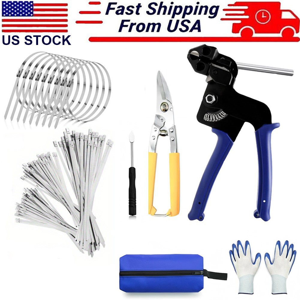 Stainless Steel Cable Tie Gun Set – Heavy Duty Metal Zip Tie Tool Kit with 150PC
