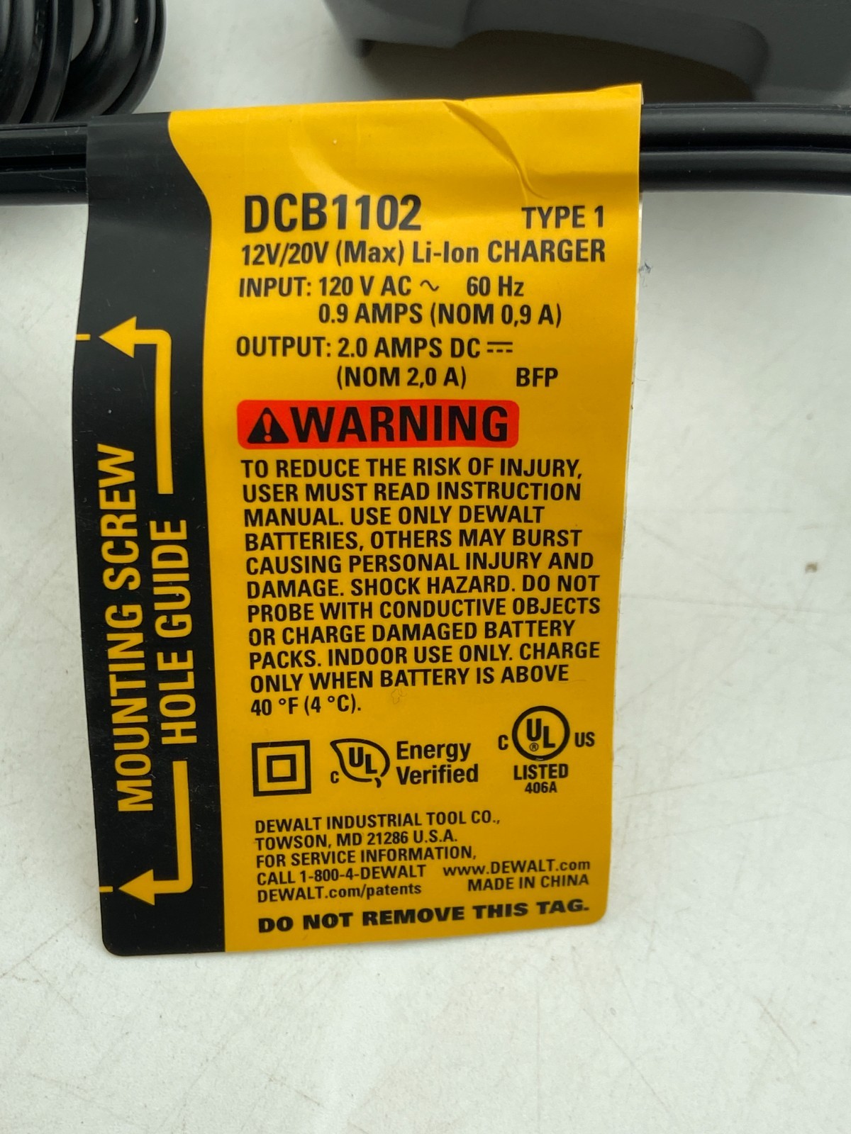 Dewalt DCB1102 Lithium Ion Battery Charger 12v/20v Max