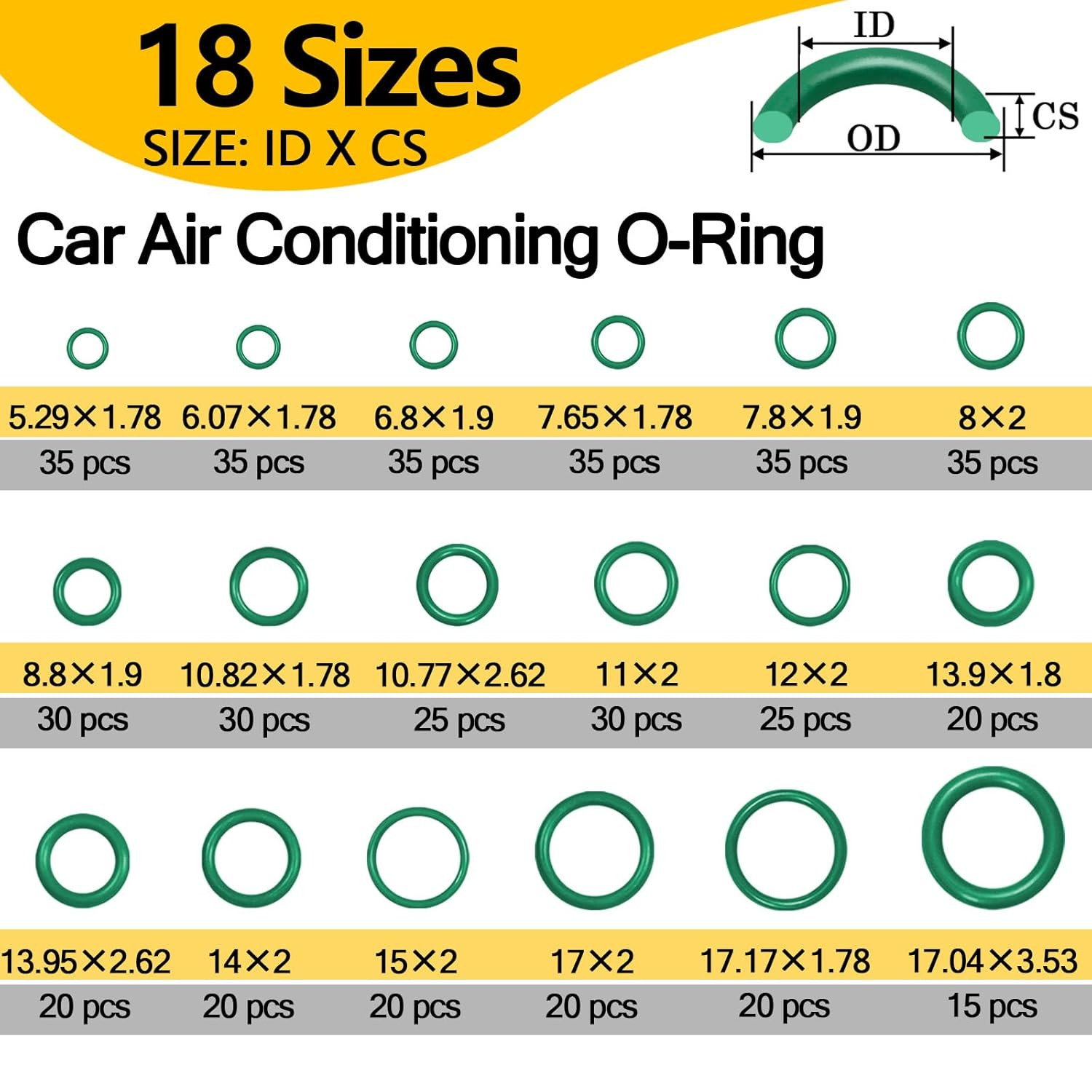 485 PCS Metric AC O Ring Kit – Automotive A/C System Seal Kit Compatible with R1
