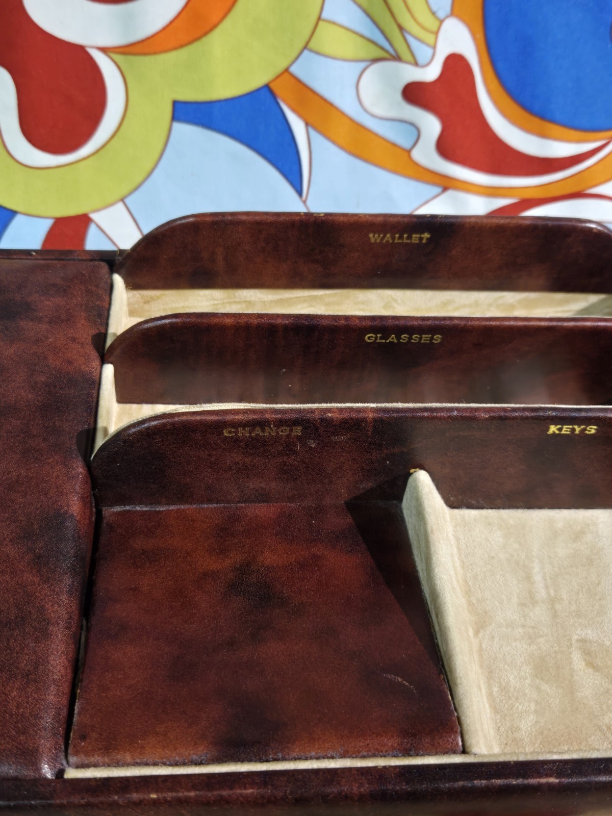 Handmade English Leather Valet Tray for Scully & Scully NY – Vintage 13×7