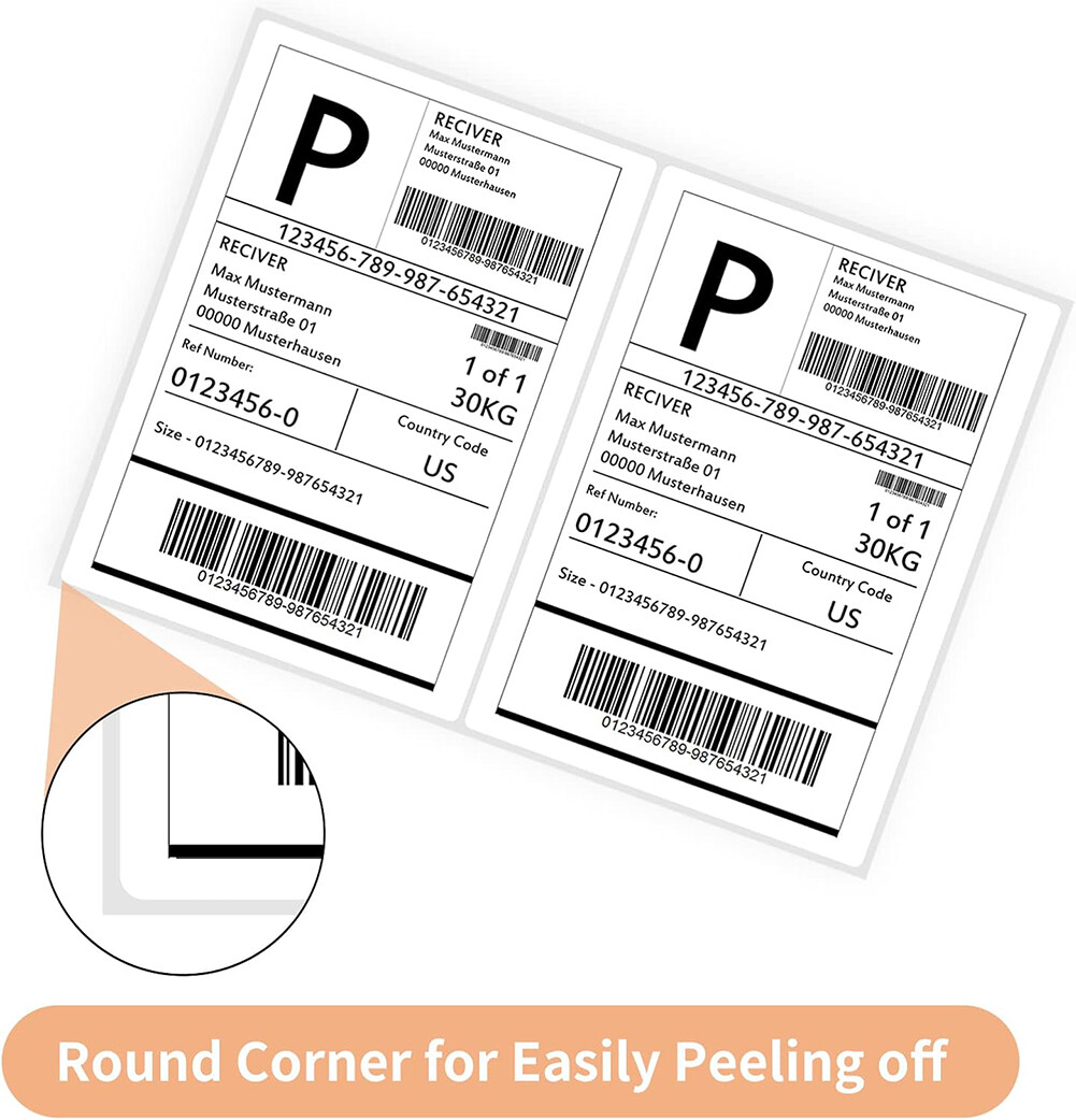 200 Self-adhesive Shipping Labels Round Corner 2 Labels Per Sheet