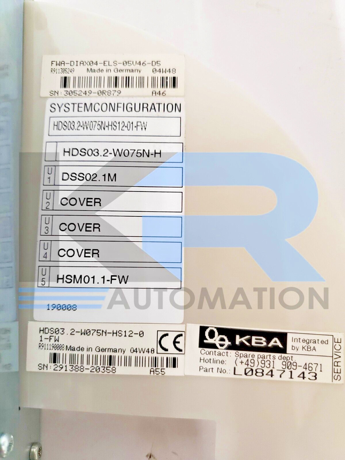 Rexroth HDS03.2-W075N-HS12-01-FW Indramat HDS Drive Controller 750VDC 40A 3Ph