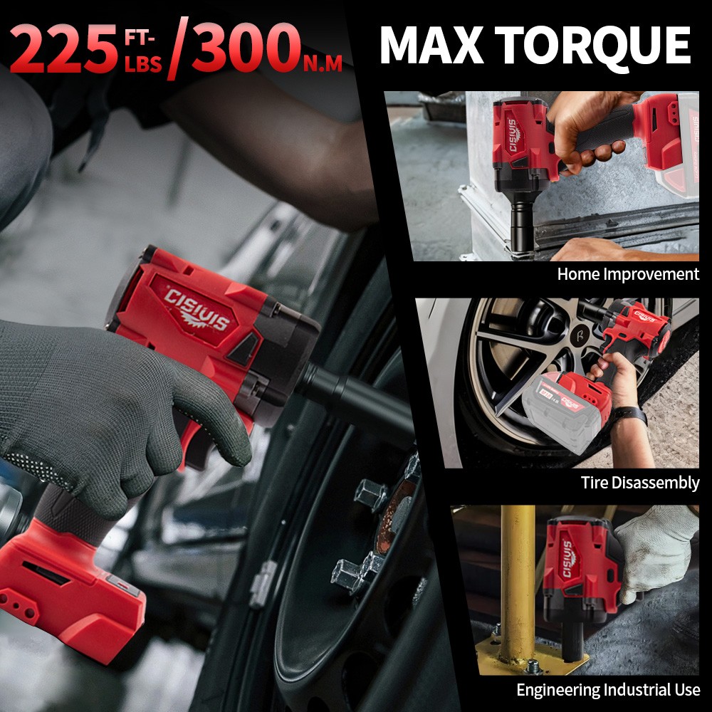 CISIVIS 3/8″ High-Torque Impact Wrench-Bare Tool For Milwaukee M18 Battery