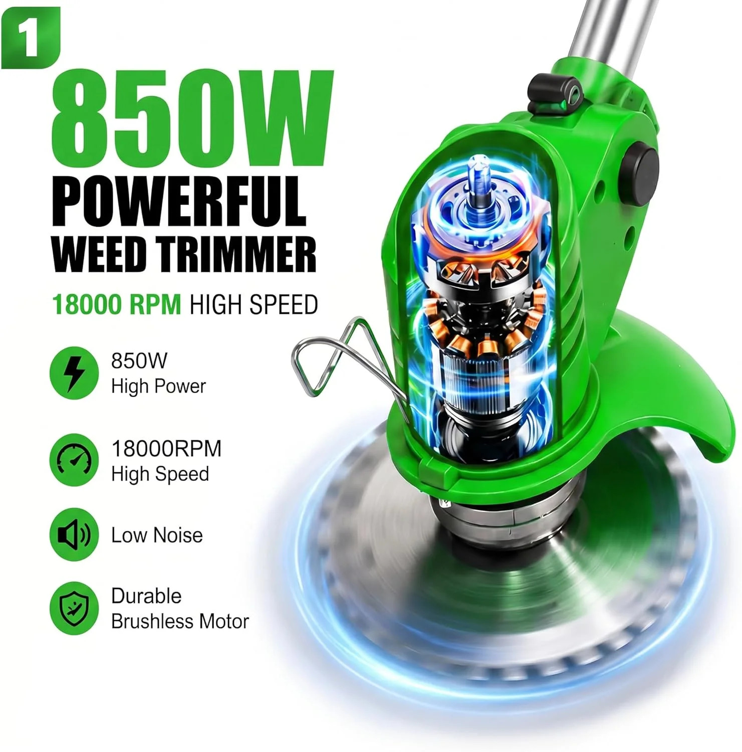 Cordless Weed Wacker with 2 Batteries, Lightweight 21V Weed Trimmer with Wheels,