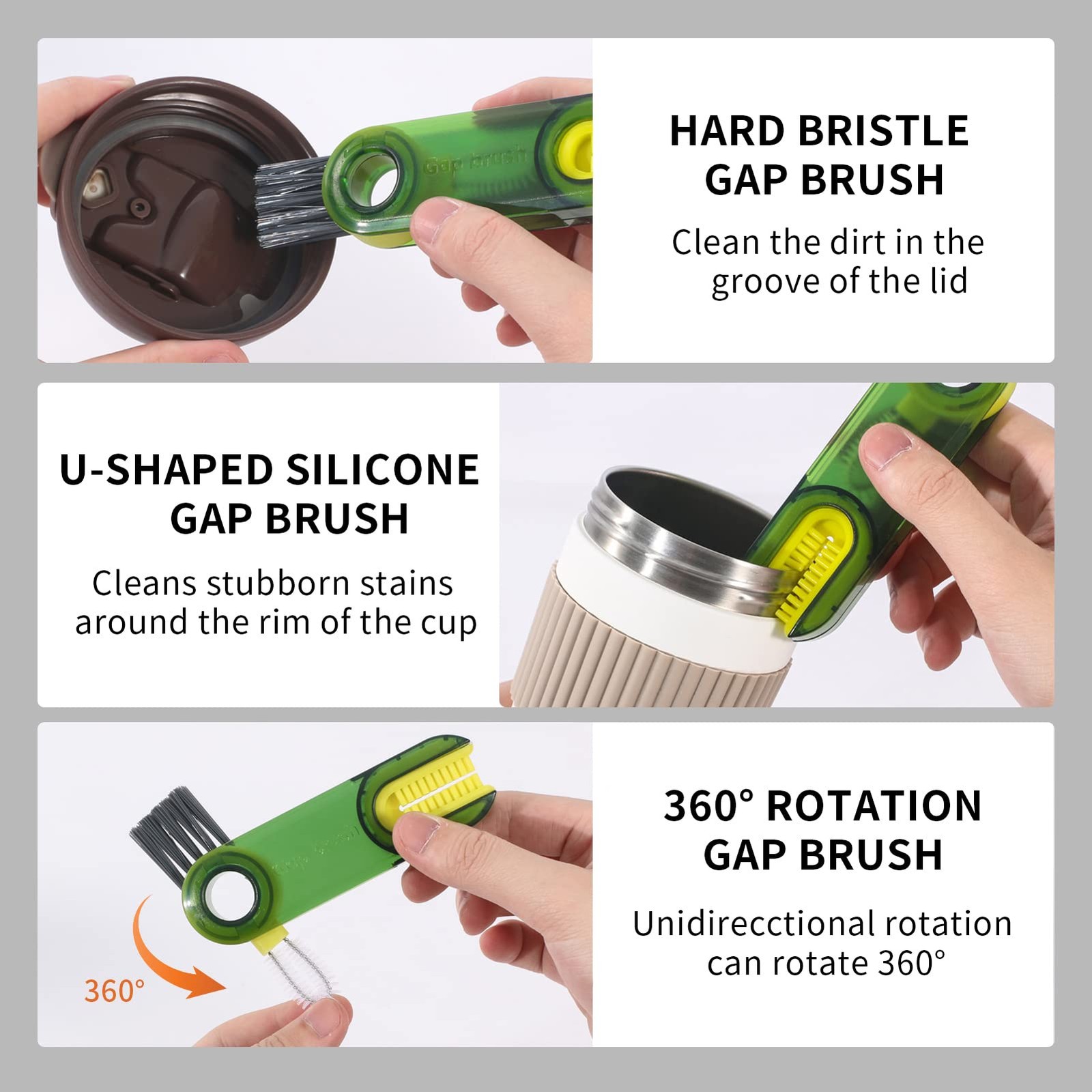 3 in 1 Cup Lid Gap Cleaning Brush – Multipurpose Bottle Cap Cleaner