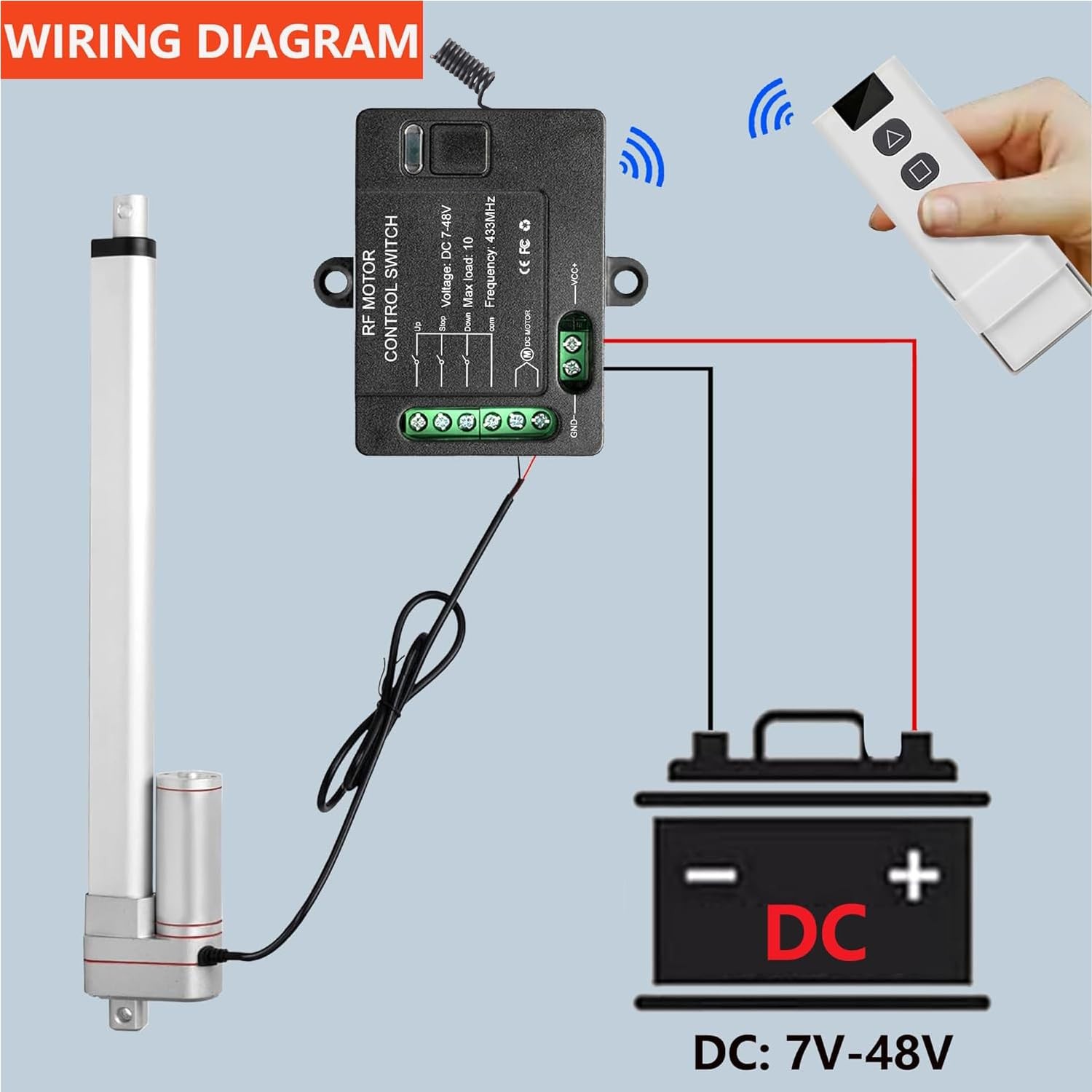 Forward Reverse Remote Switch,Linear Actuator 12V Remote Control Switch,DC7V4…