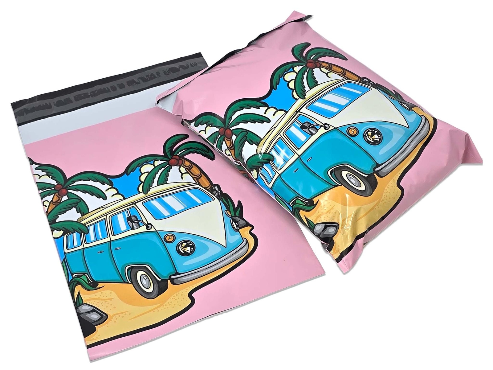 Retro Summer Days 10×13 Poly Mailers – Vintage Van Beach Theme – Lightweight, Fu