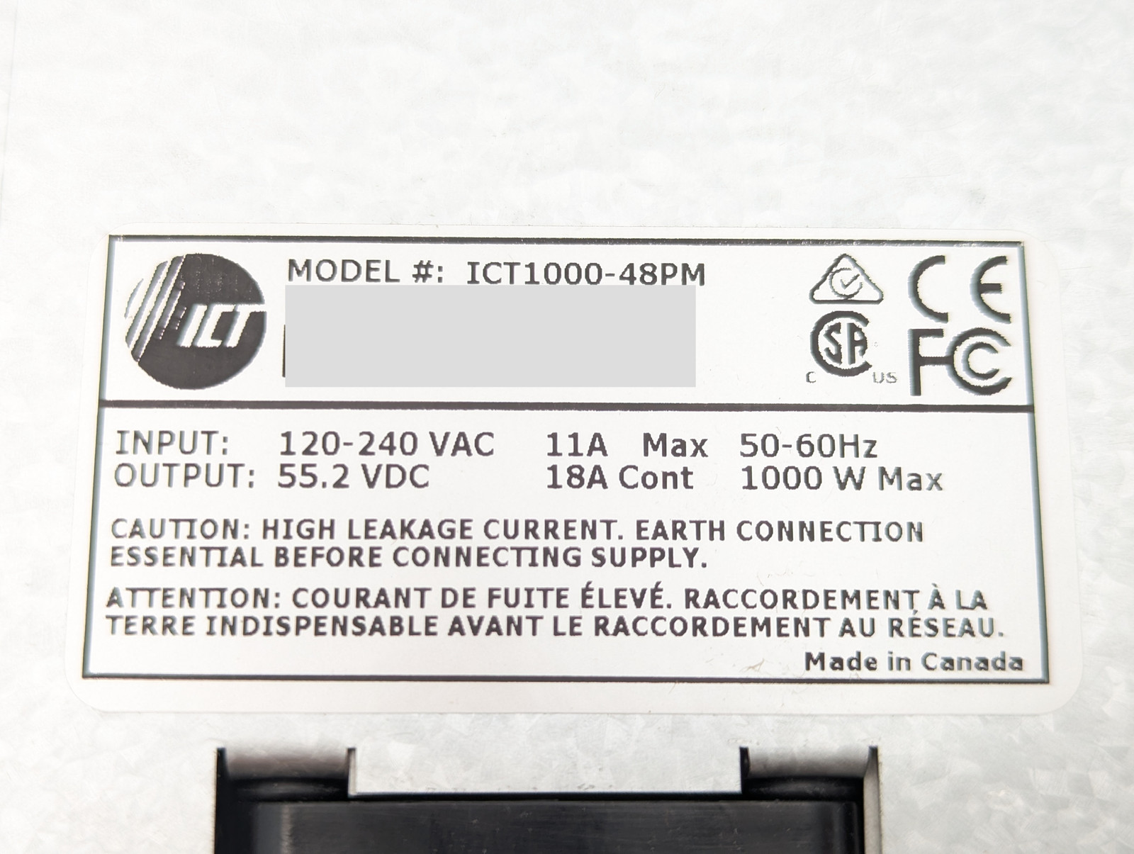 Innovative Circuit Technology 1000W DC Power Module | ICT1000-48PM | Silver