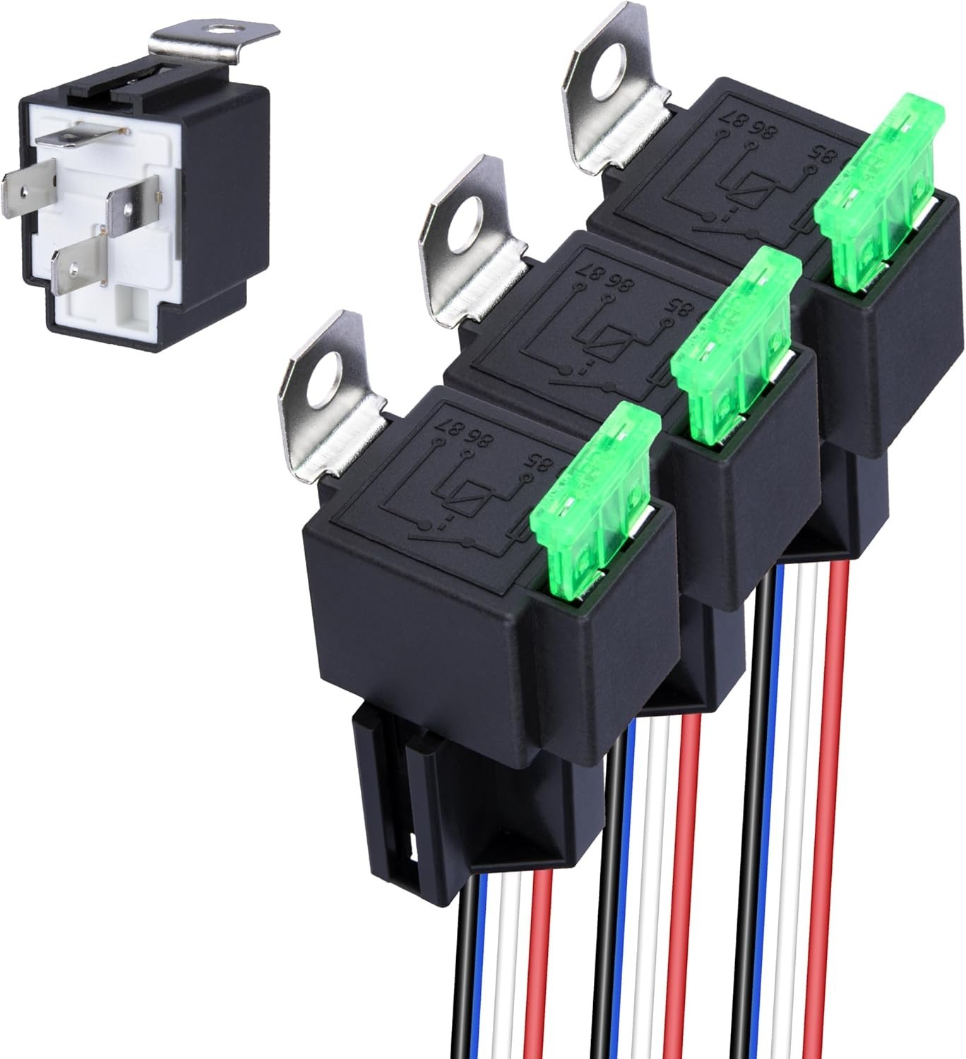 3 PCS 4-Pin 12V Fuse Relay Switch Harness Set, 12V Relay with Harness, 30A SP…