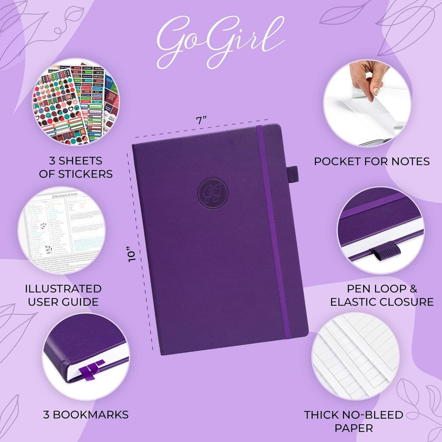 GoGirl Pro Vertical Hourly Weekly Planner Purple Undated Planner