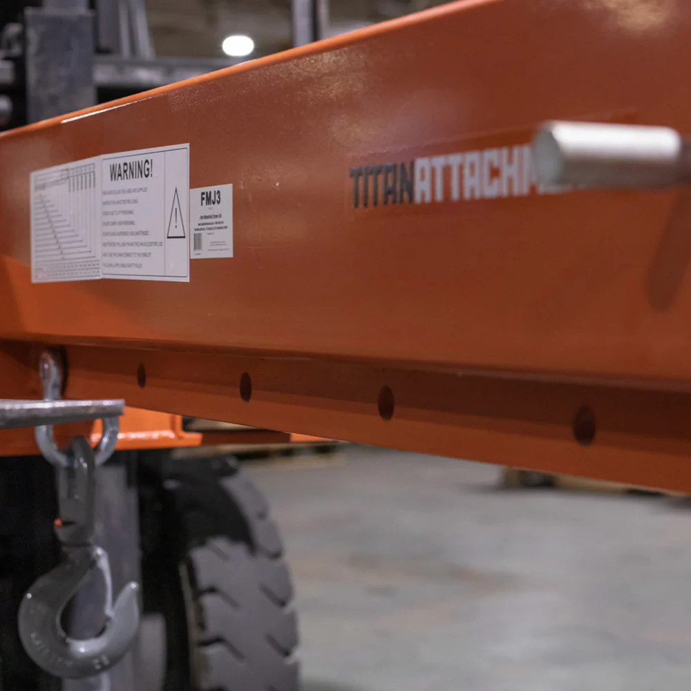 Titan Attachments Fork Mounted Adjustable Hoist Jib Boom Crane, Manual Telescope