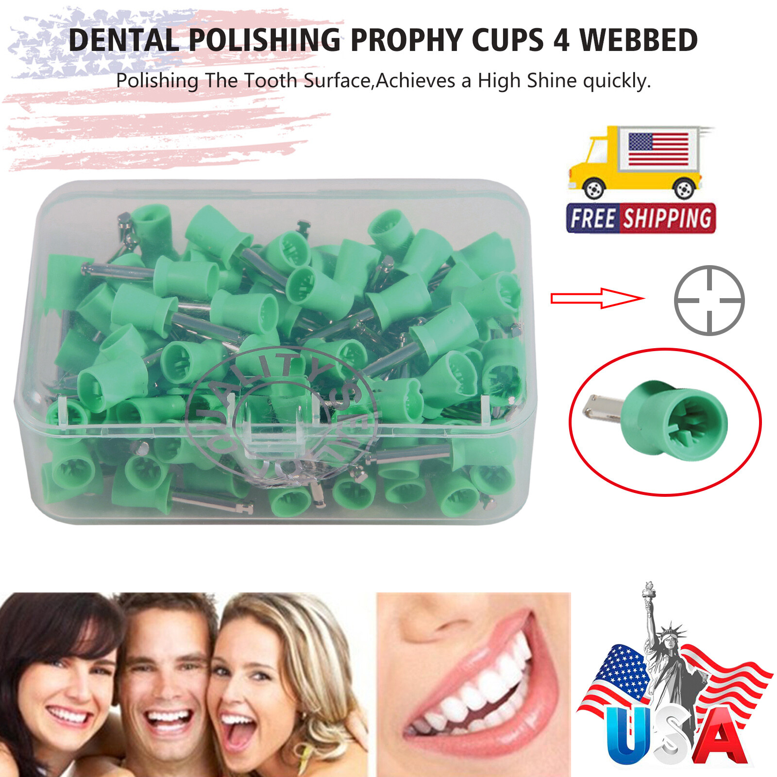100-1000pcs Dental Rubber Polishing Prophylaxis Cups Brushes Prophy Polisher CUP