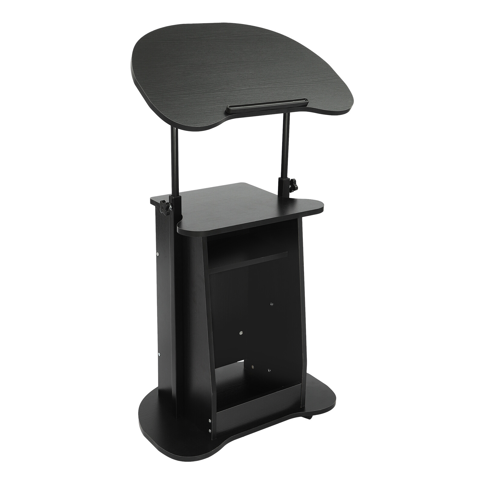 Black Sit-to-Stand Rolling Adjustable Storage Medical Laptop Computer Cart Desk