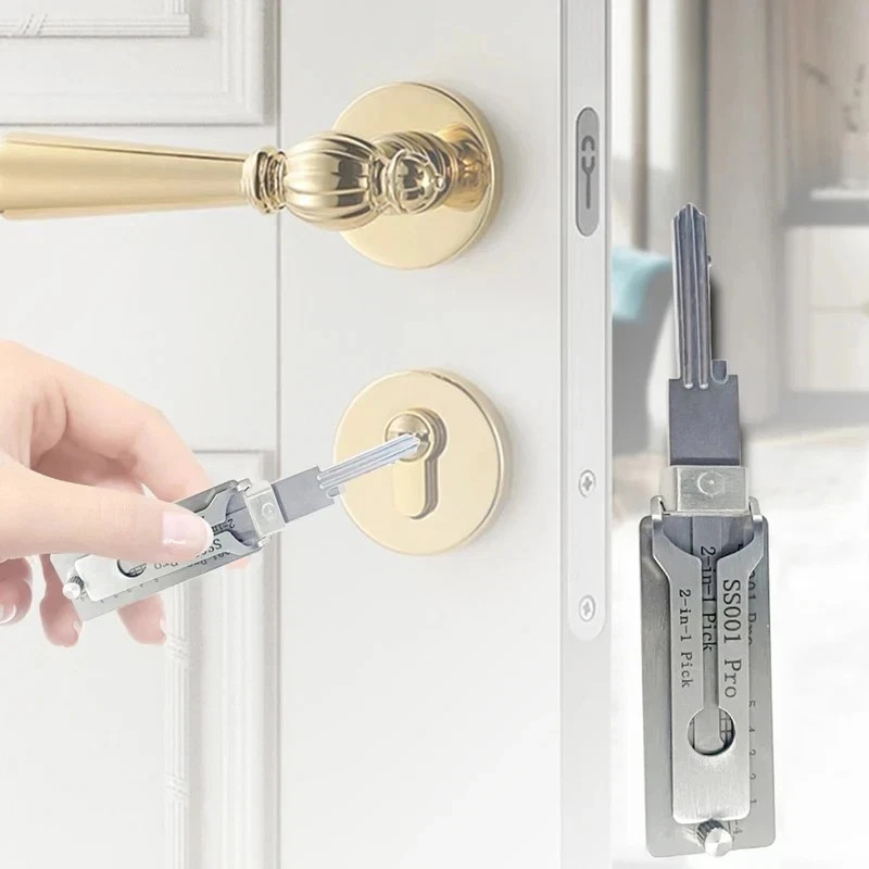 Key Decoder 2 In 1 Portable Lock Picking Set Hook And Pickup Tool Kit Ergonomic