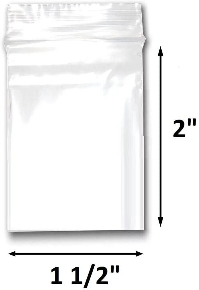 1000 Pack 1.5×2 Inch Clear Reclosable Plastic Poly Zip Lock Bags Jewelry 2Mil