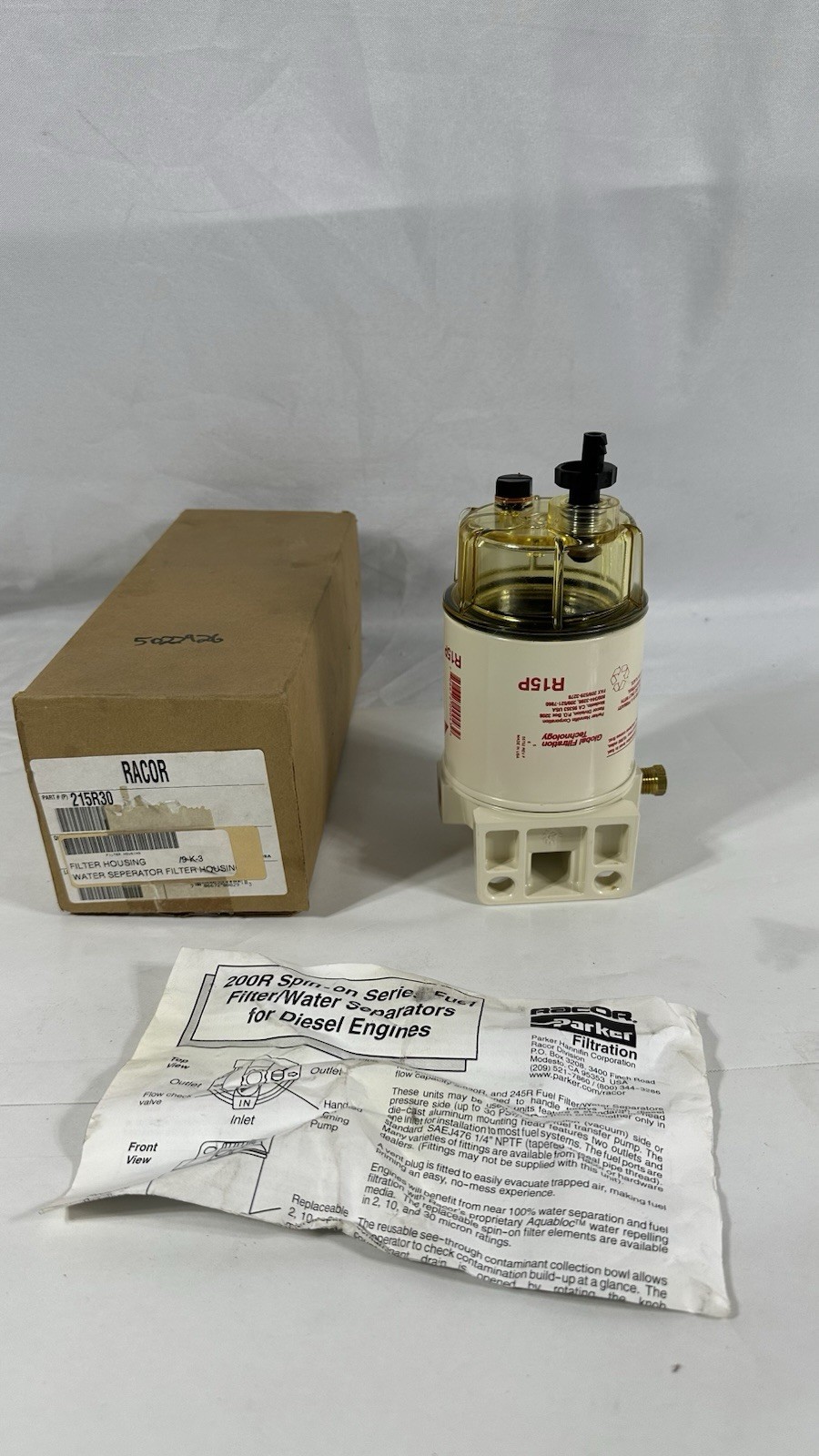 Racor 215R30 200R Fuel Filter Water Separator Housing Assembly R15P New OEM
