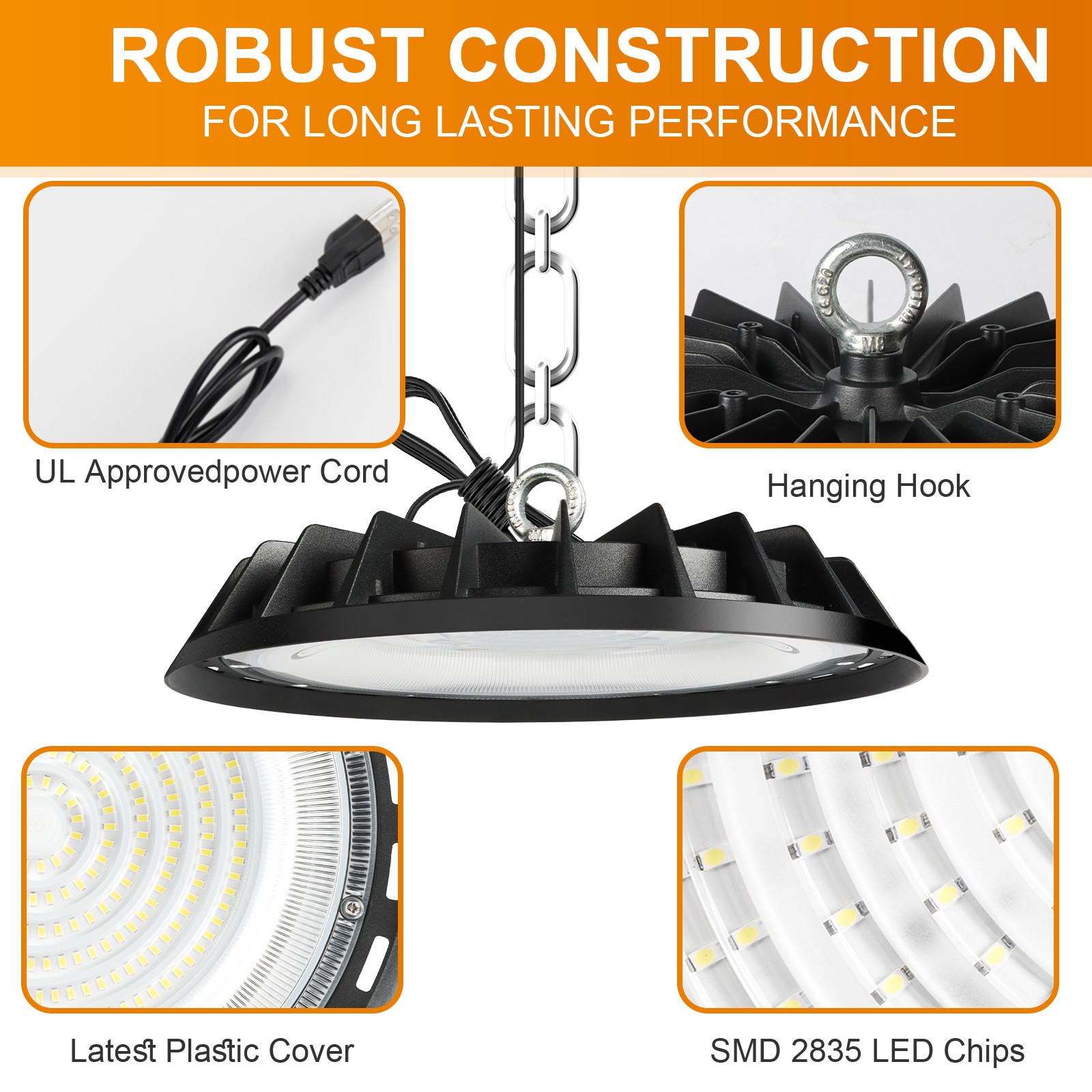 10 Pack 500W UFO Led High Bay Light Shop Industrial Commercial Factory Warehouse