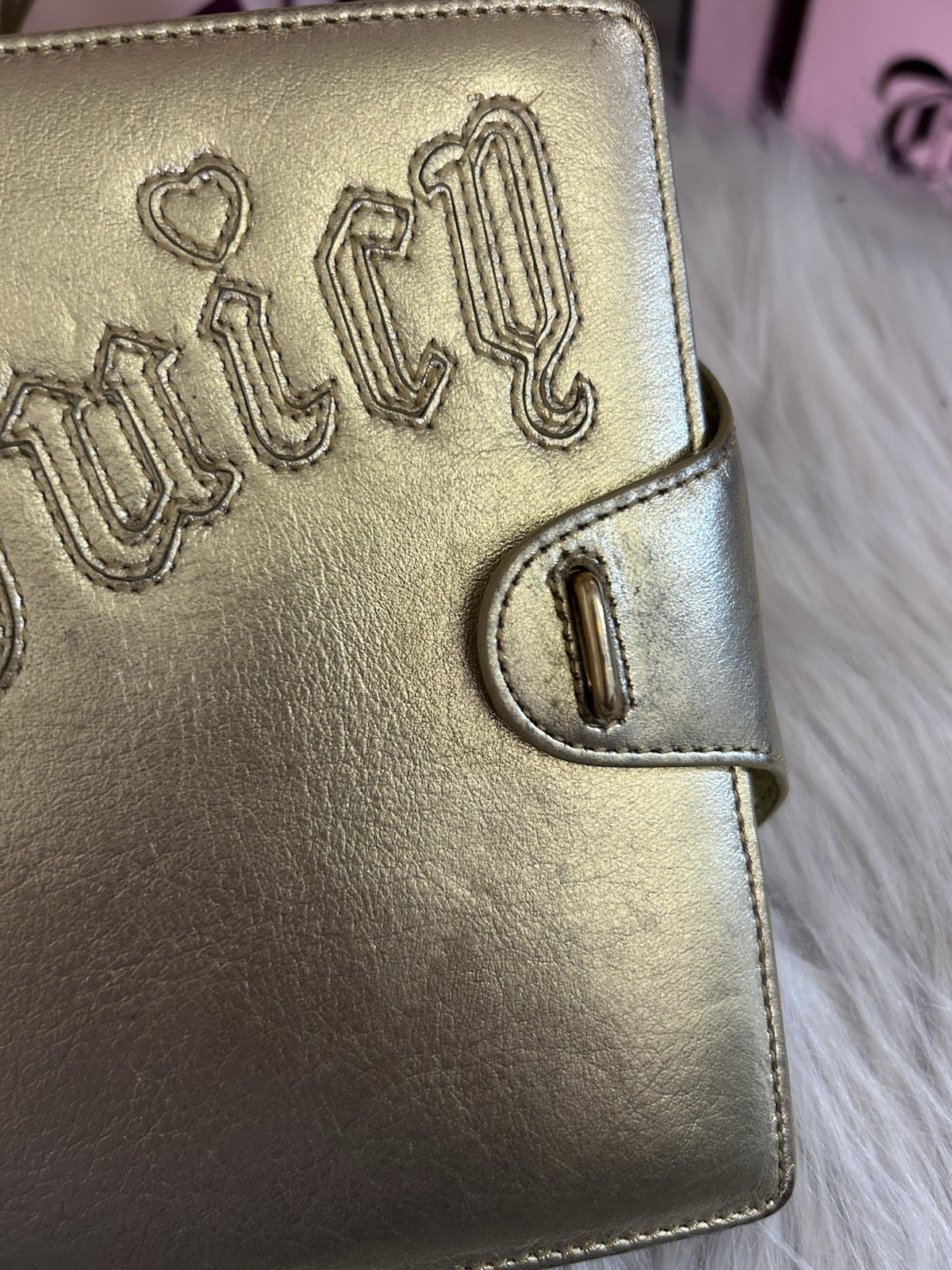 Y2K VINTAGE JUICY COUTURE METALLIC GOLD LEATHER JOURNAL DIARY RARE