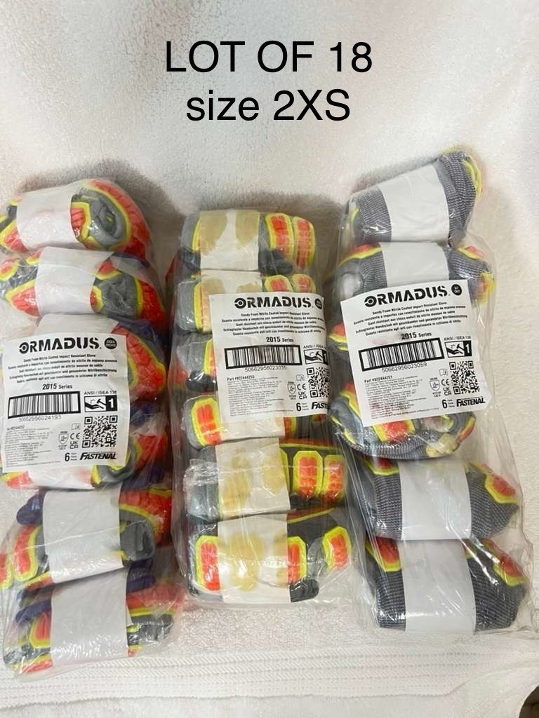 set 18 Pairs Impact Resistant Mechanic Work Gloves Nitrile Coat Ormadus 2XS / 5