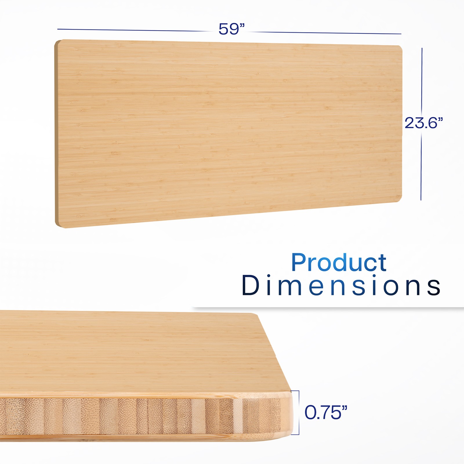 USED VIVO Bamboo 60 x 24 inch Universal Table Top for Sit to Stand Desk Frames