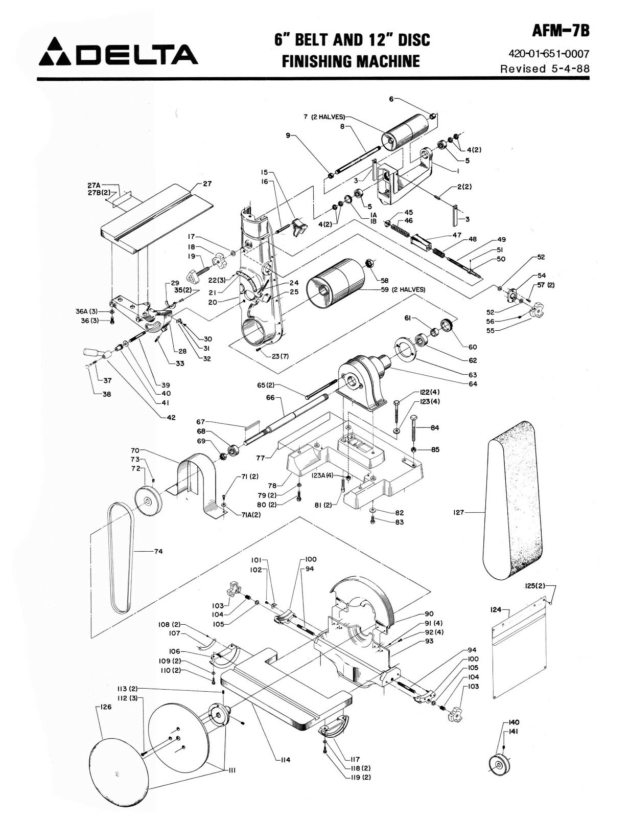Delta 6″ Belt 12″ Disc Sander Model 31-730 Instruction & Parts List Manual #1591