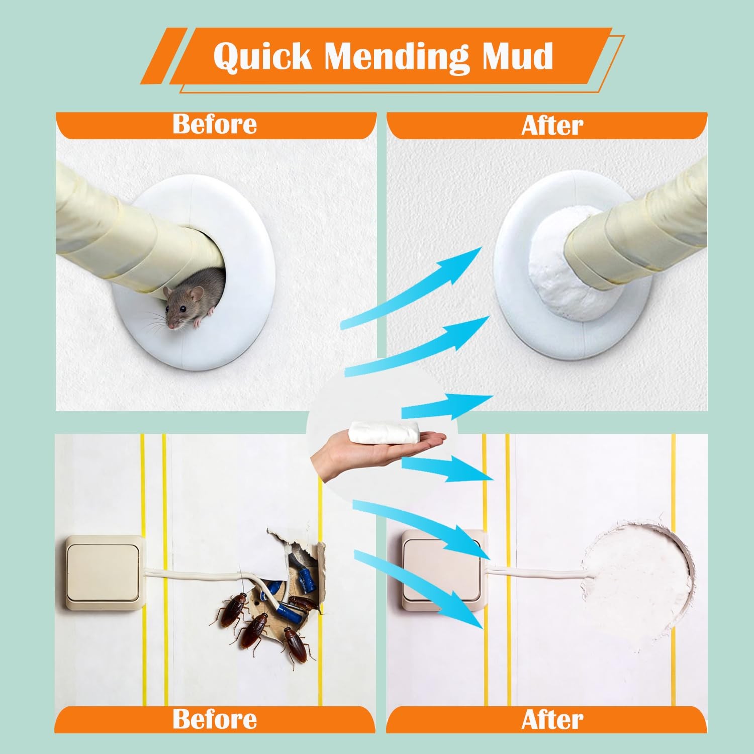 2 Pack Waterproof Sealant Mastic, Wall Hole Filler Putty For Walls