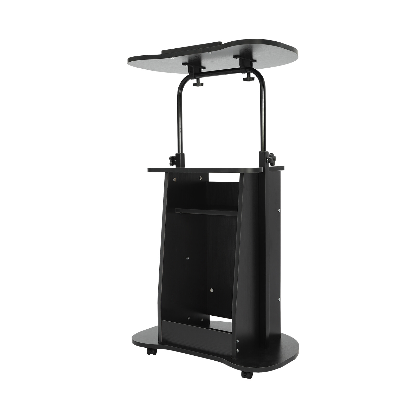 Black Sit-to-Stand Rolling Adjustable Storage Medical Laptop Computer Cart Desk