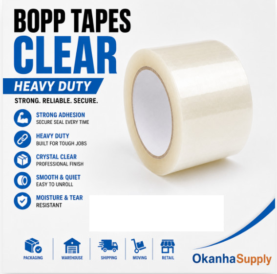 6 Rolls 2″ x 110 Yard Clear Packing Tape Heavy Duty Box Sealing Tape 45 Micron
