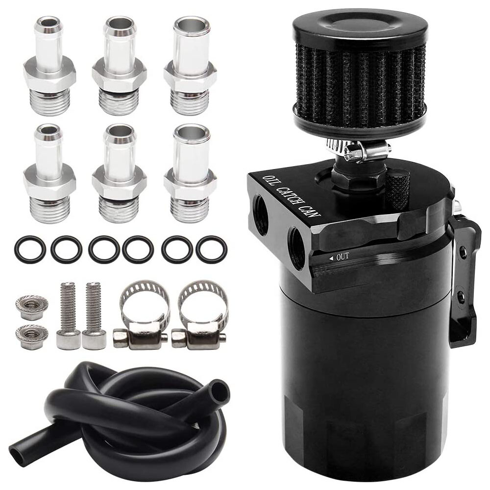 Oil Catch Can Kit Reservoir Baffled Tank with Breather Filter Universal Aluminum