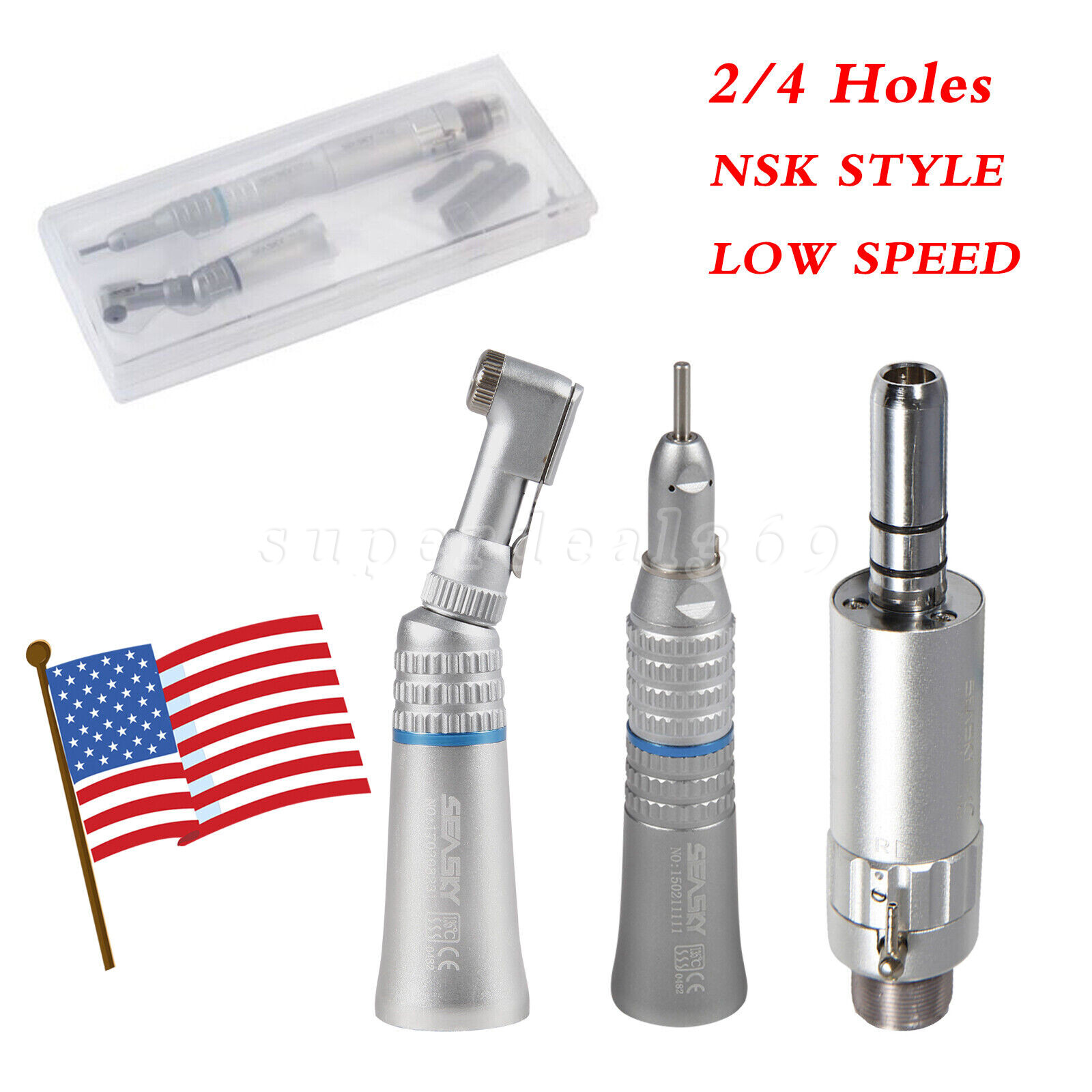 NSK Style Dental Slow Low Speed Handpiece Straight Contra Angle Air Motor 2/4H