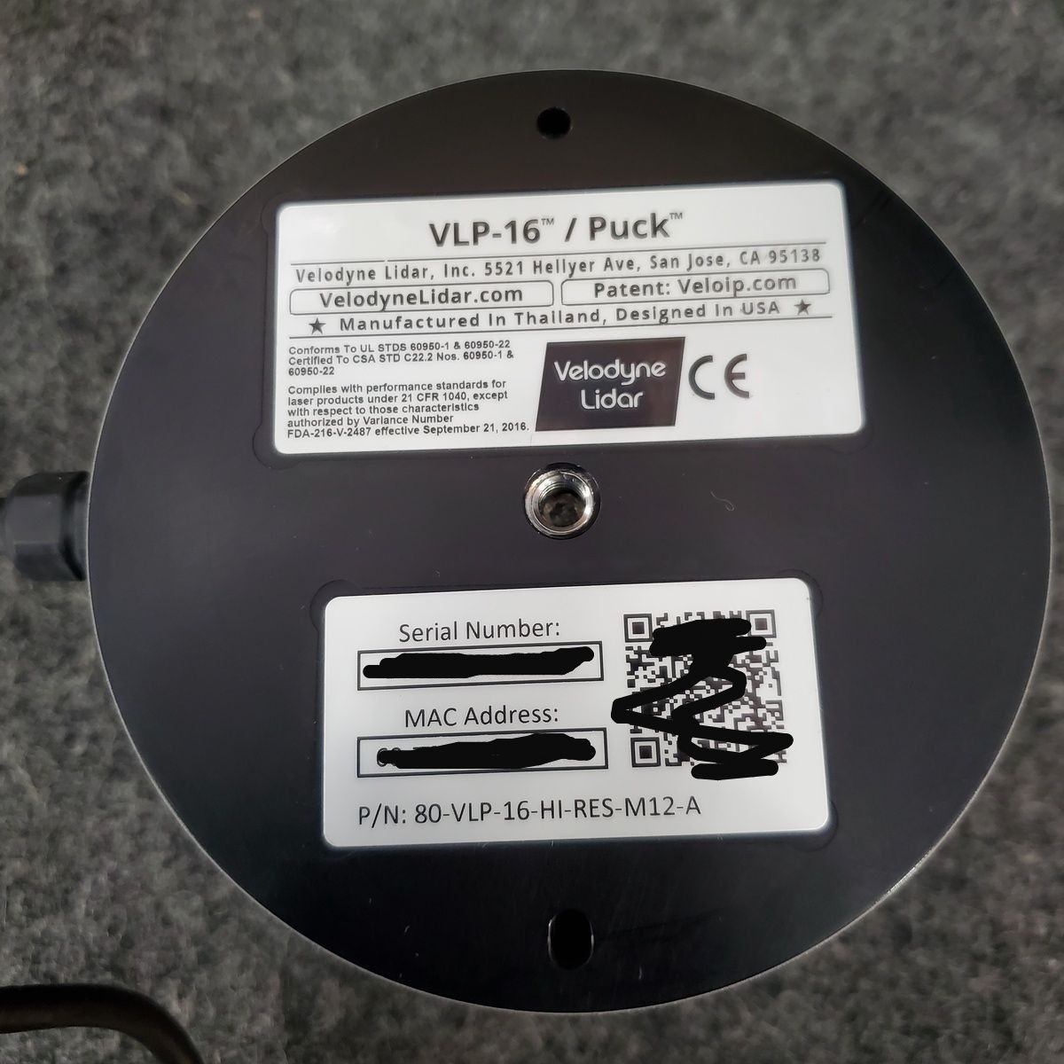 VELODYNE LIDAR Sensor Puck Kit 80-VLP-16-HI-RES-M12-A