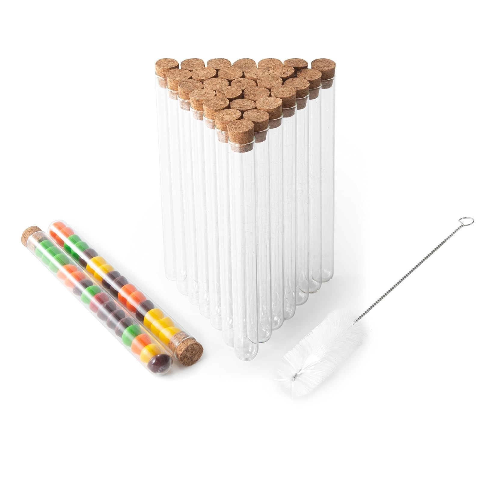30pcs 20ml Glass Test Tubes with Cork Stoppers for Experiments and Plants