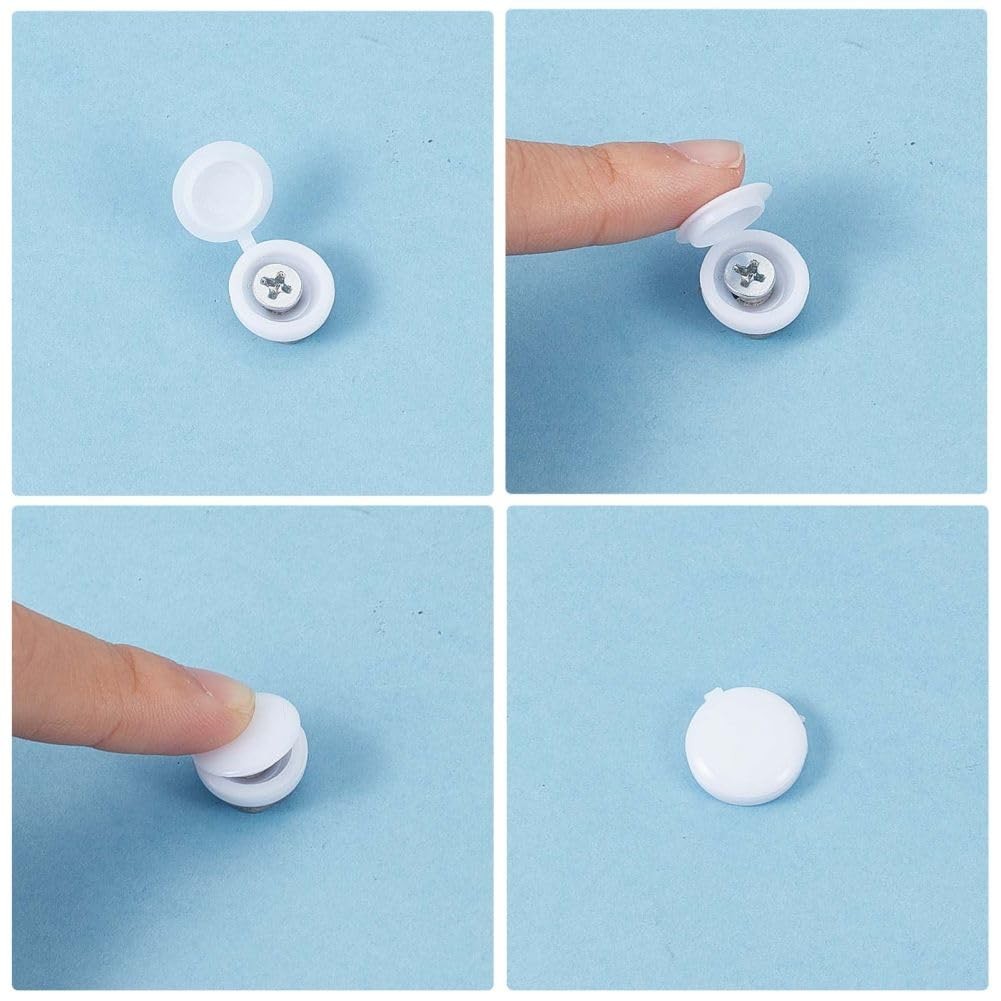1 Box 200Pcs 8 Colors Hinged Screws Cover Caps Fold Snap Covers Plastic Shutter