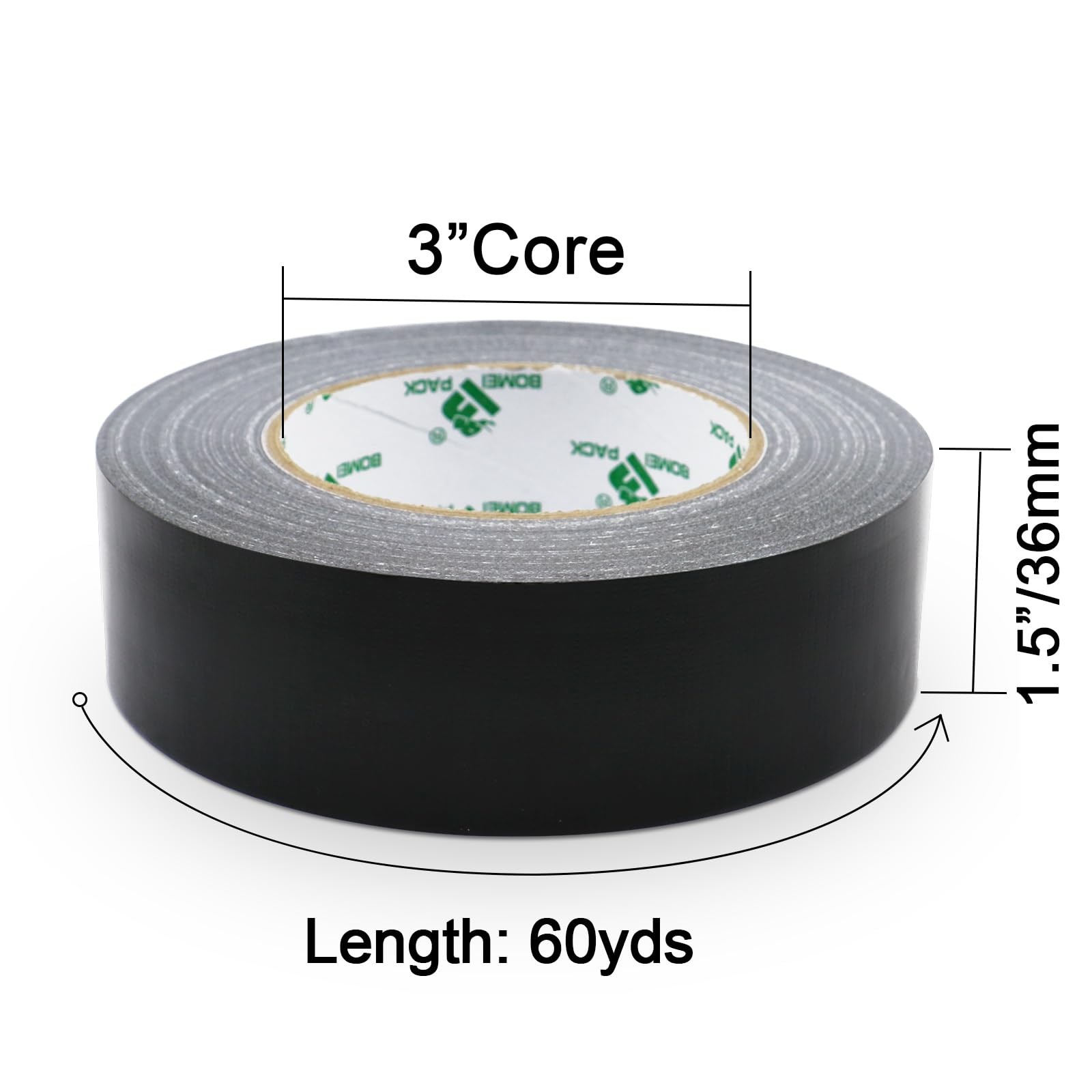 Duct Tape 1.5 inches Wide Black Industrial Grade 1.5 inches x 60 Yards 179 ft…