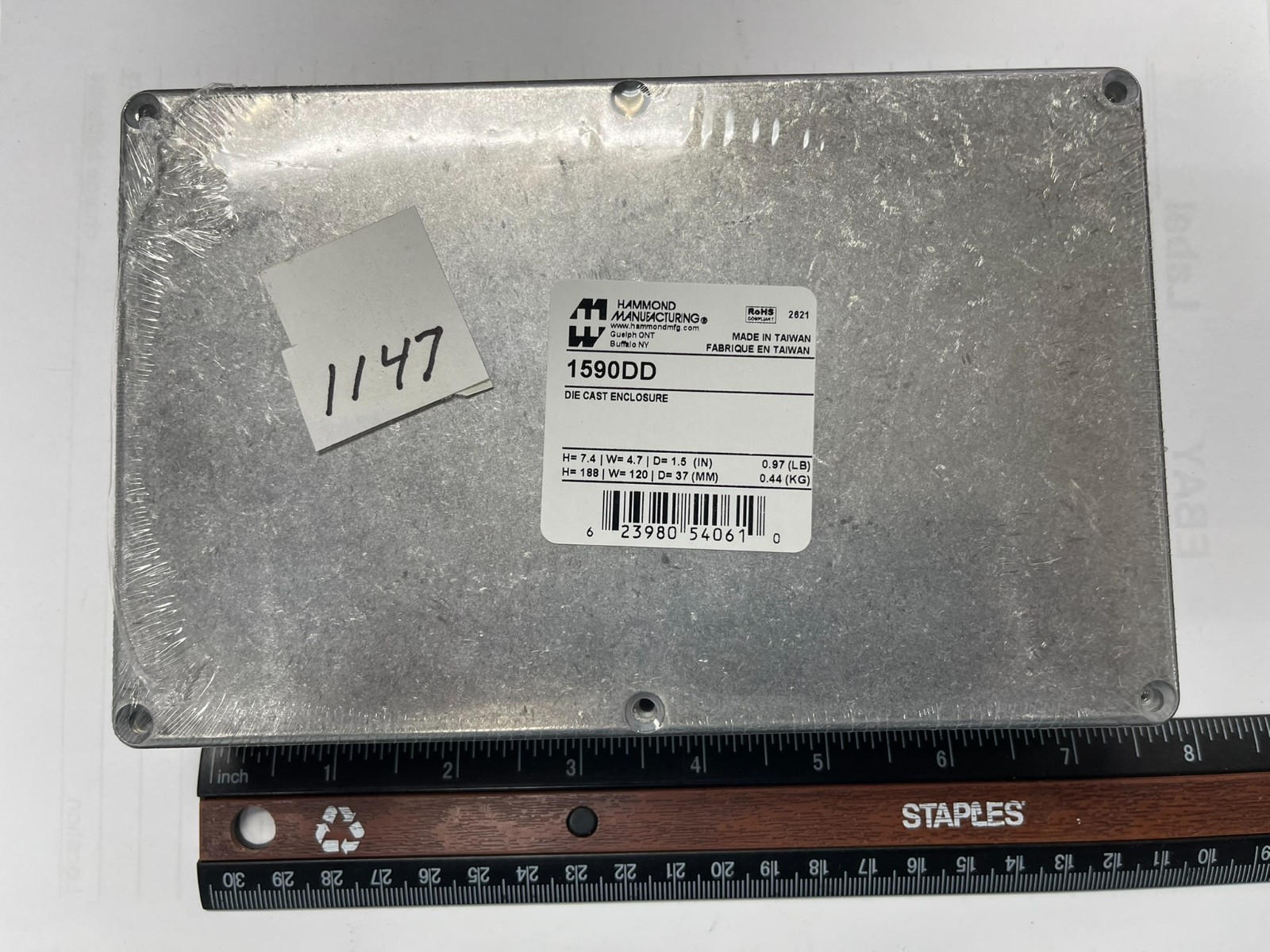 ALUMINIUM PROJECT ENCLOSURE BOX 7.4″X4.7″X1.5″ W/ 6 SCREWS ON LID BY HAMMOND MFG