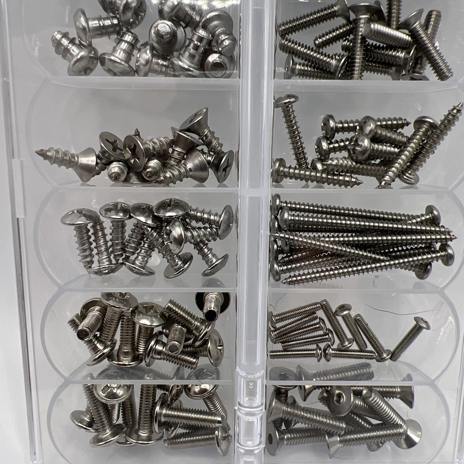 Assorted Small Stainless Steel Screws 120 Pieces High Quality Includes Case