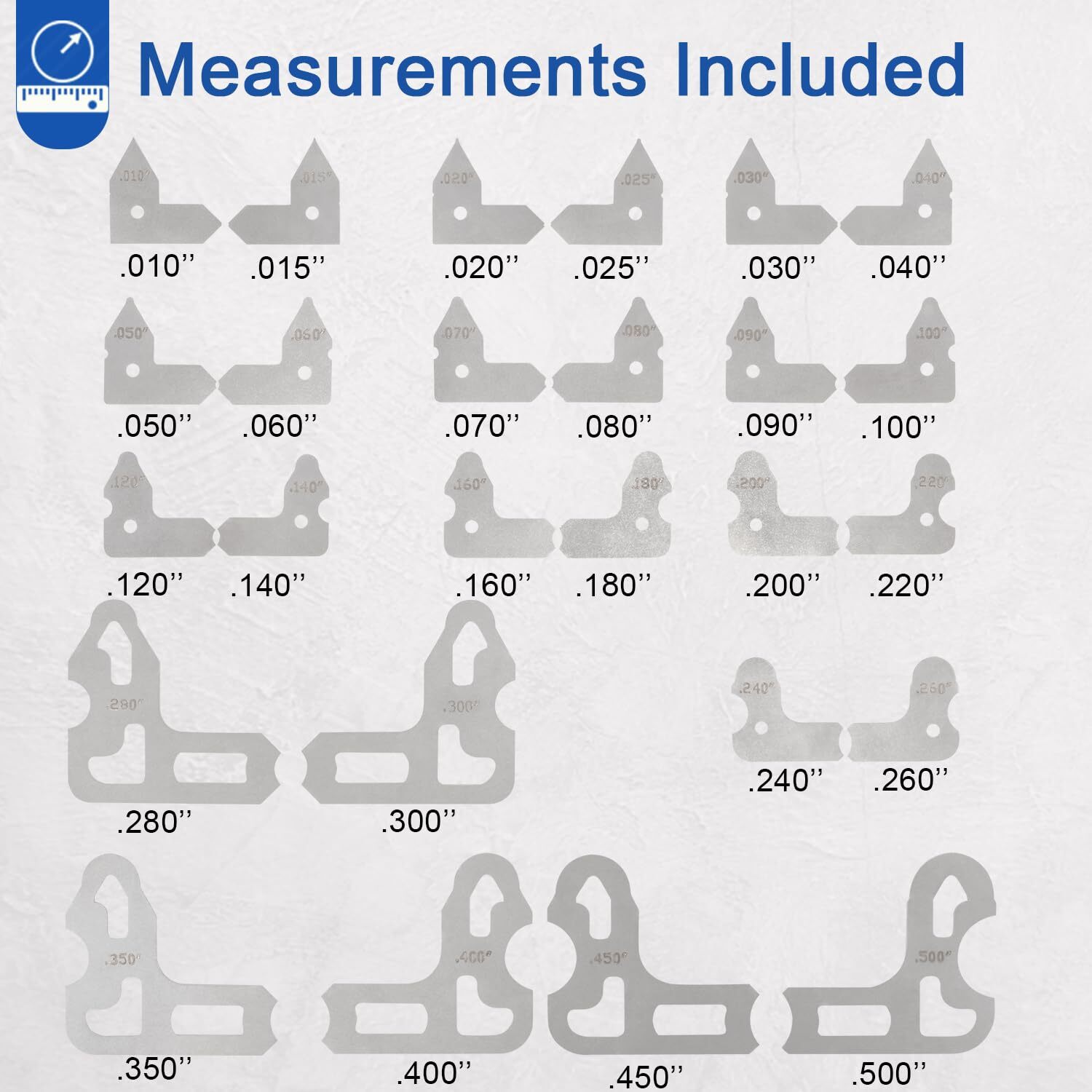 Radius Gauge Set 0.010”- 0.500” Gauges with Holder, 3602-5025 Radius Gauge Set