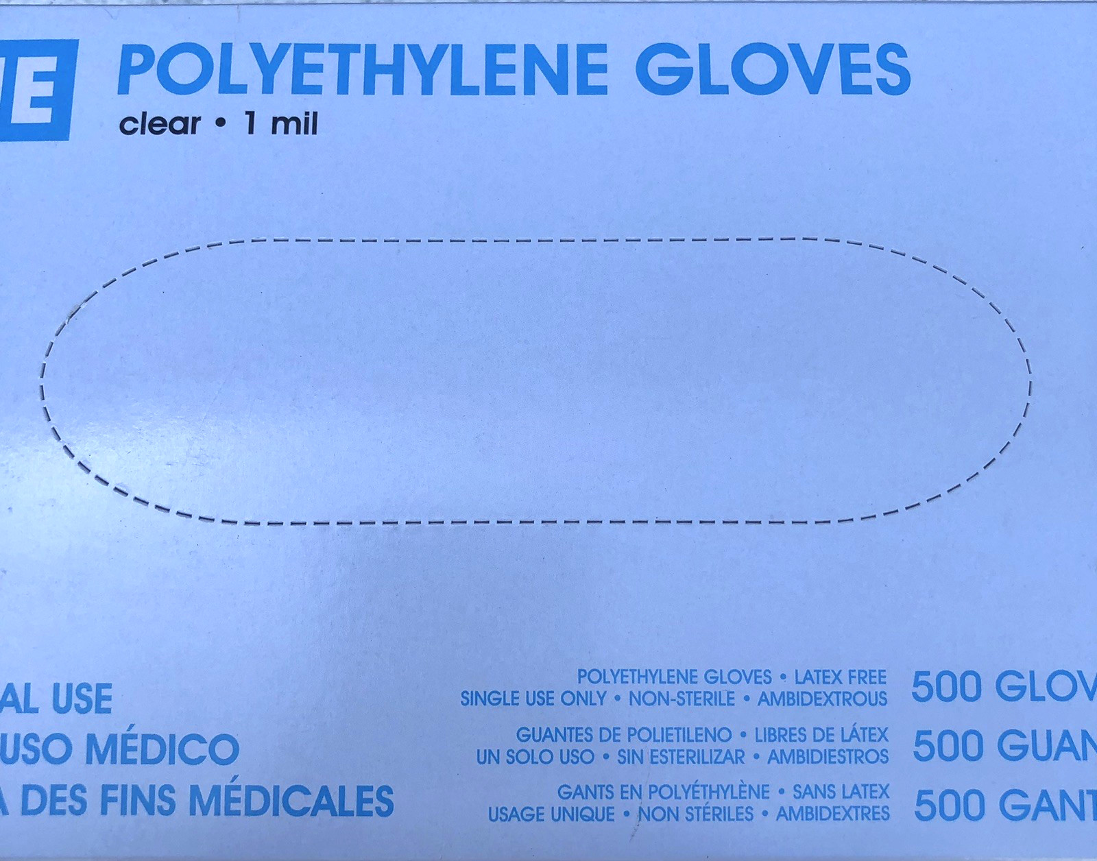 Uline 500 Polyethylene Gloves Clear 1 Mil S-7895 Single Use Ambidextrous New Box