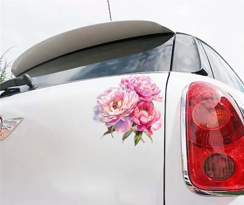 Removable Pink Peonies Vinyl Decal, Waterproof Flower Sticker for Model: Pink