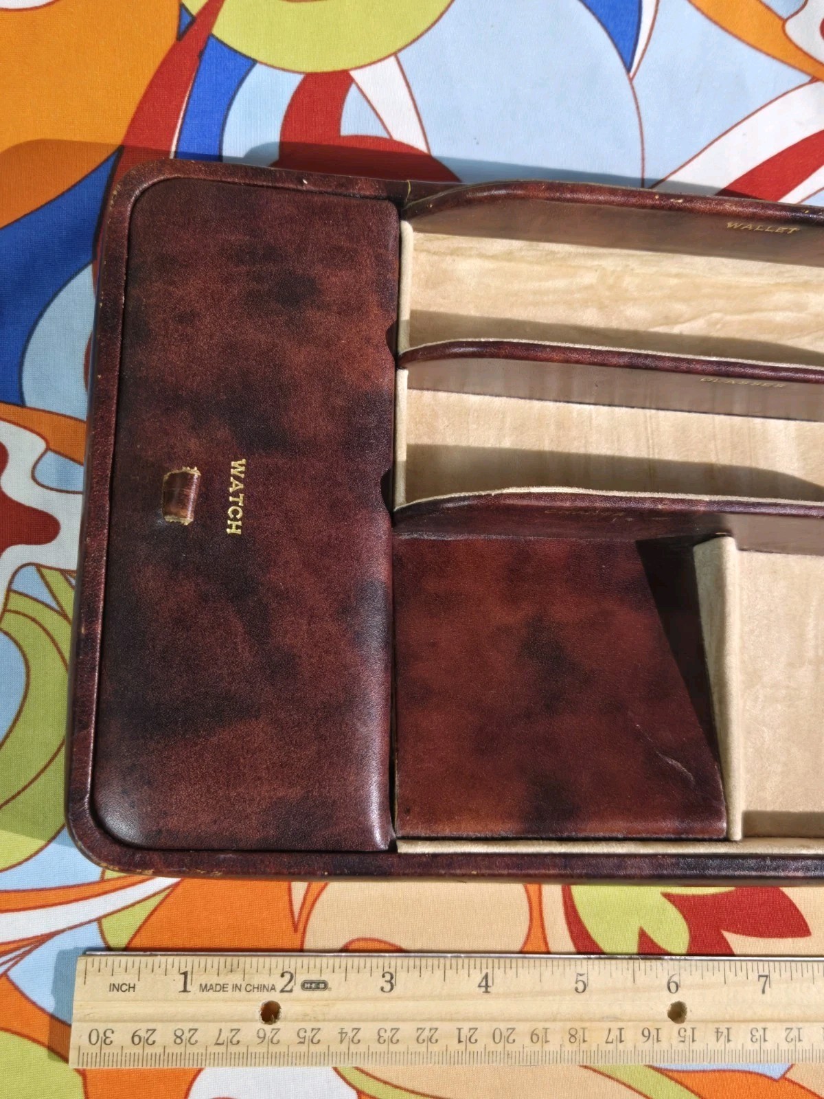 Handmade English Leather Valet Tray for Scully & Scully NY – Vintage 13×7