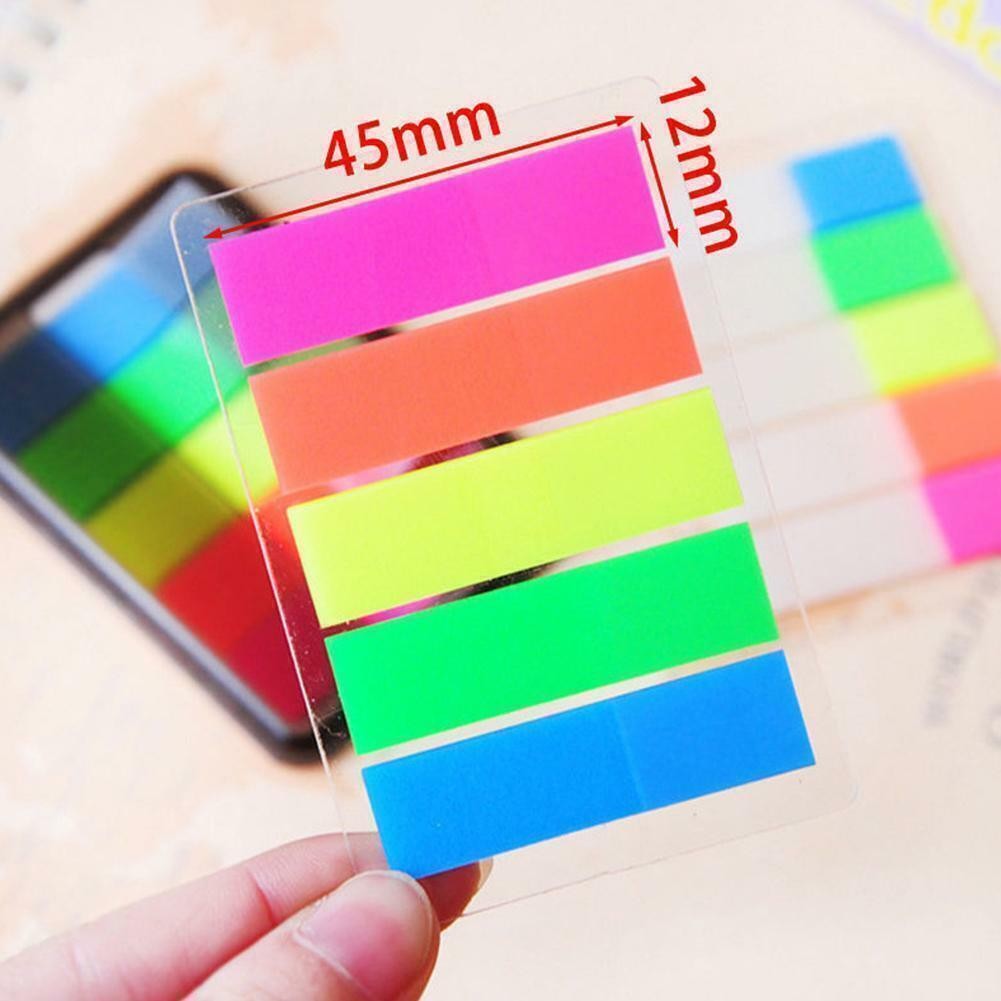 100Pcs Fluorescence Sticky Notes Memo Flags Bookmark Sticker NEW