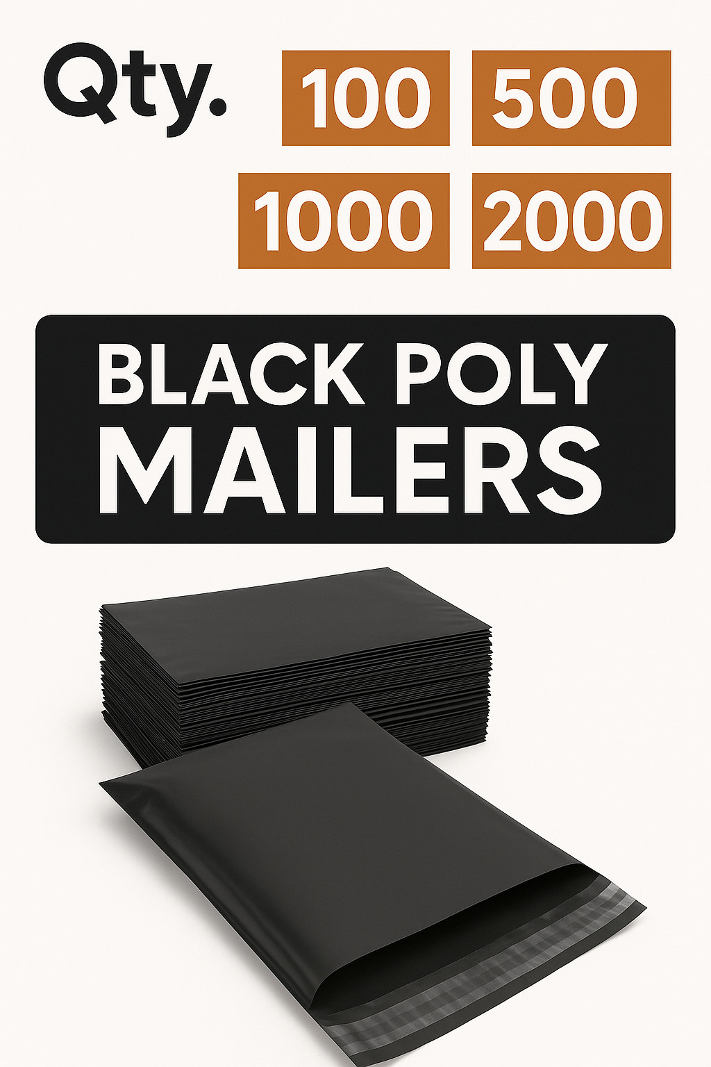 Black Poly Mailers 10×13 Self Seal Shipping Bags Envelopes 2.5 Mil Thick Durable