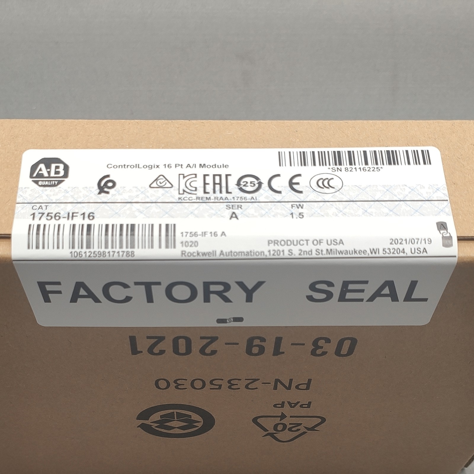 New For 2021 Sealed Allen Bradley 1756-IF16 SER A ControlLogix Input Module 16Pt