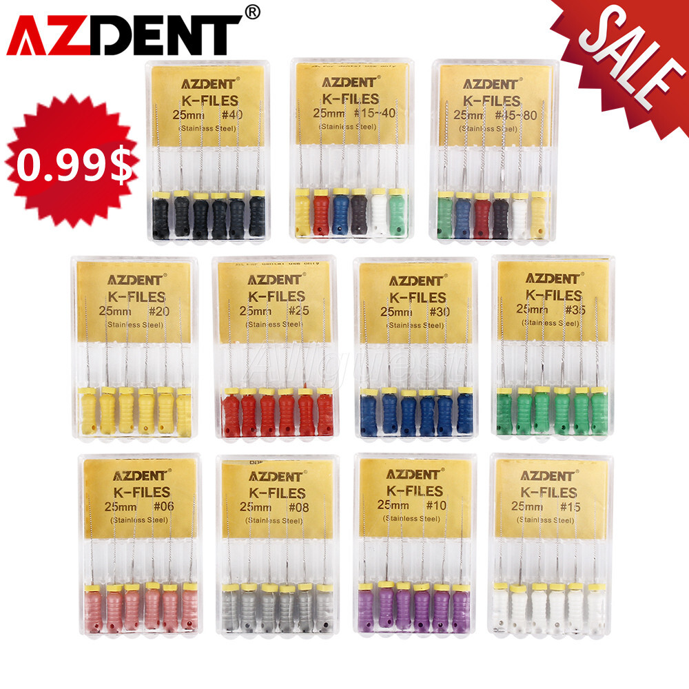 AZDENT Dental Endo Root Canal File Hand Use K-Files Stainless Steel 21mm/25mm