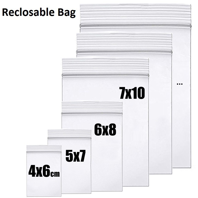 ALL SIZE Reclosable Seal Bag Plastic Poly Zip Lock Bags Jewelry Zipper Baggie 2M