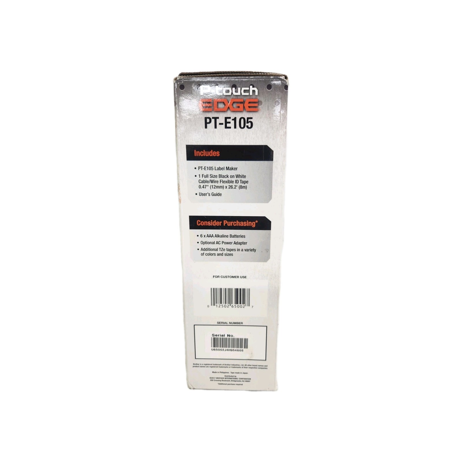 Brother PT-E105 P-Touch Edge Handheld Industrial Label Maker NIB *New*