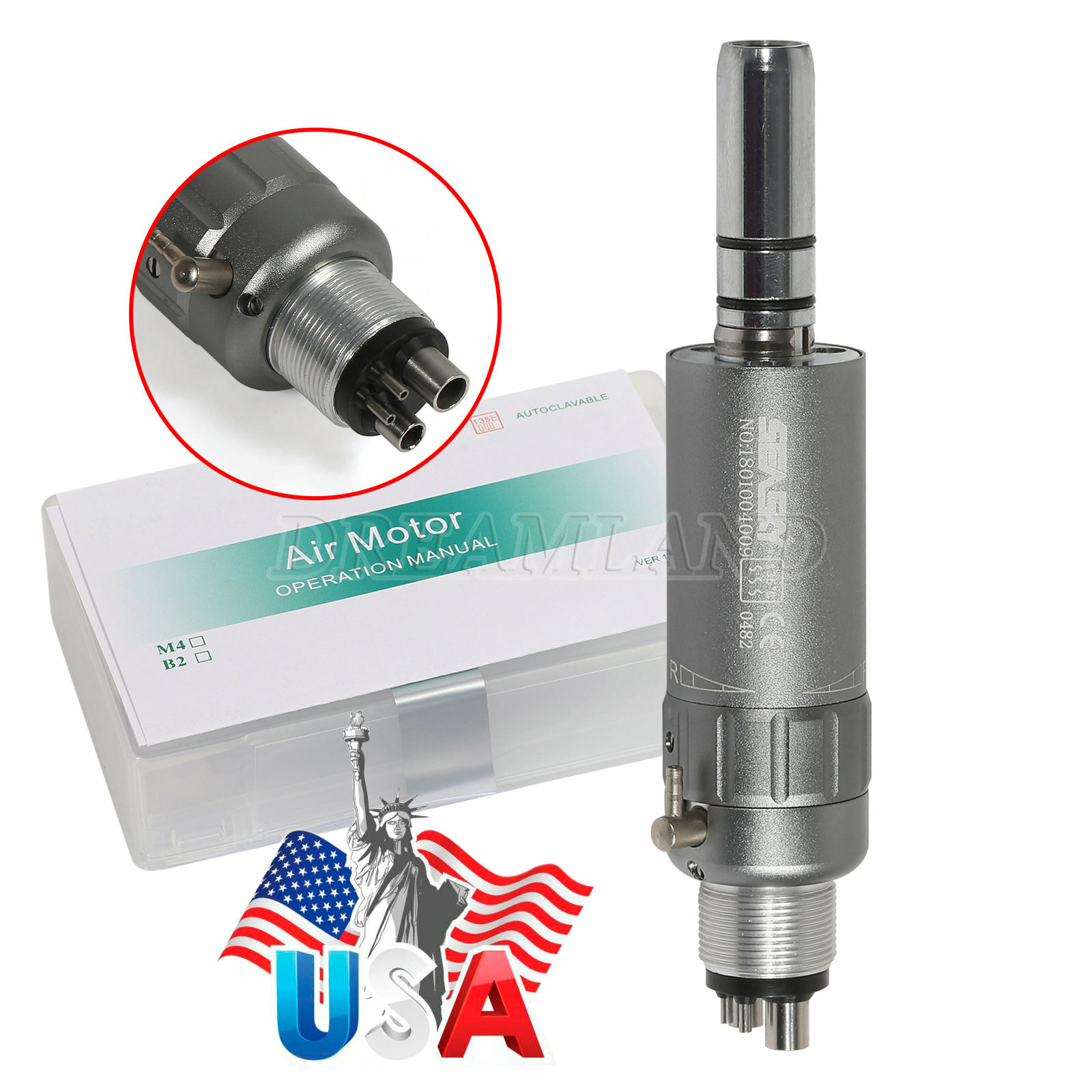 1-20* NSK Style Dental Low Slow Speed Air Motor Handpiece E-type 4 Hole Seasky