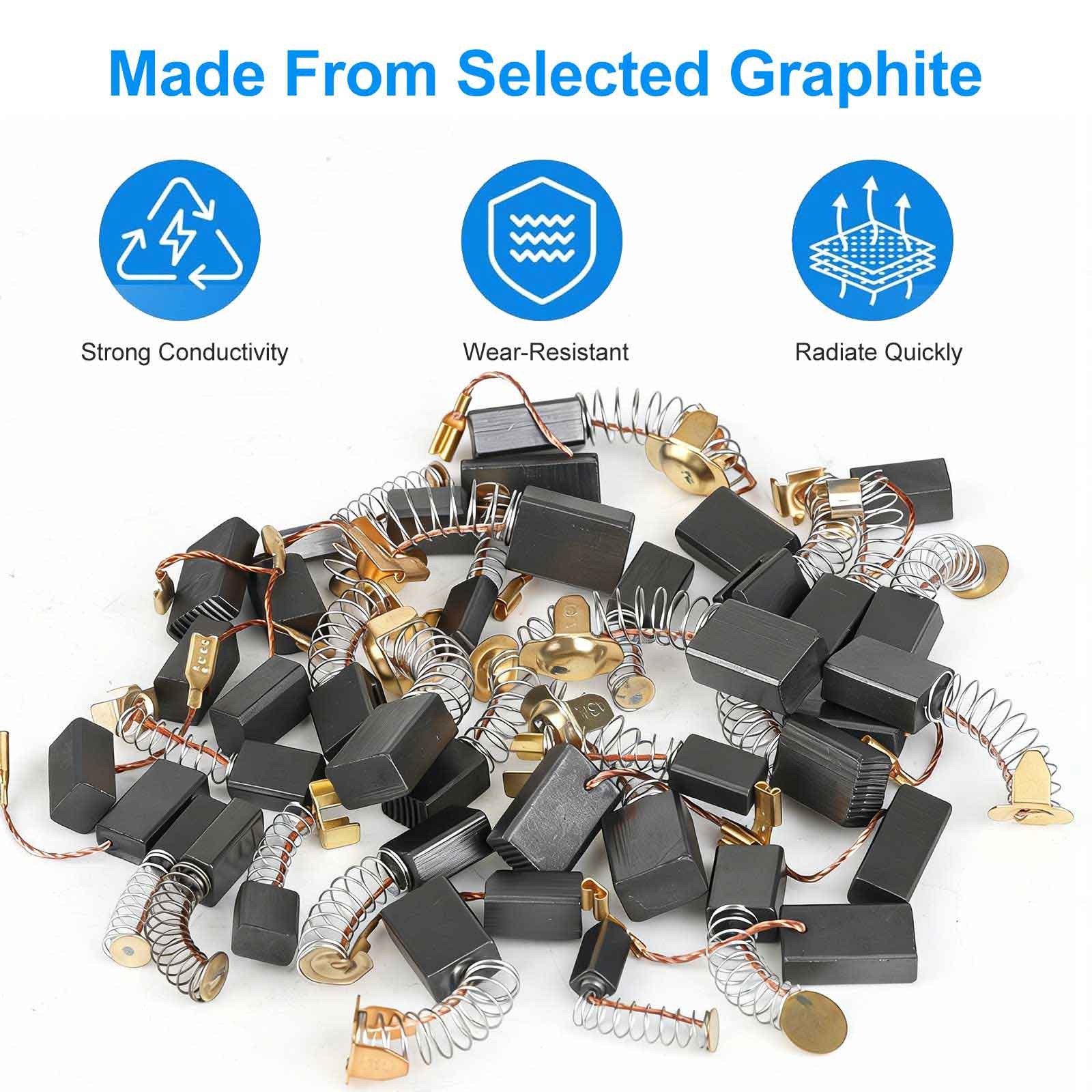 144x 18 Sizes Power Tool Carbon Brushes Motor Replacement for Grinder Drill Saw