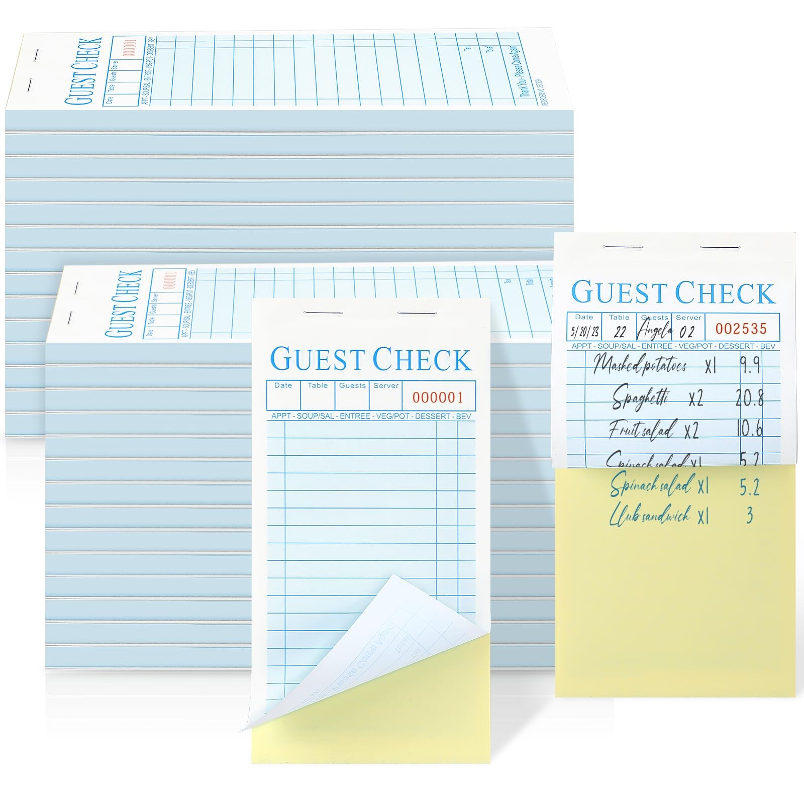 50 Pack Guest Check Pads Server Note Pads 3.5 x 6.7 Inch Guest Check Book for…