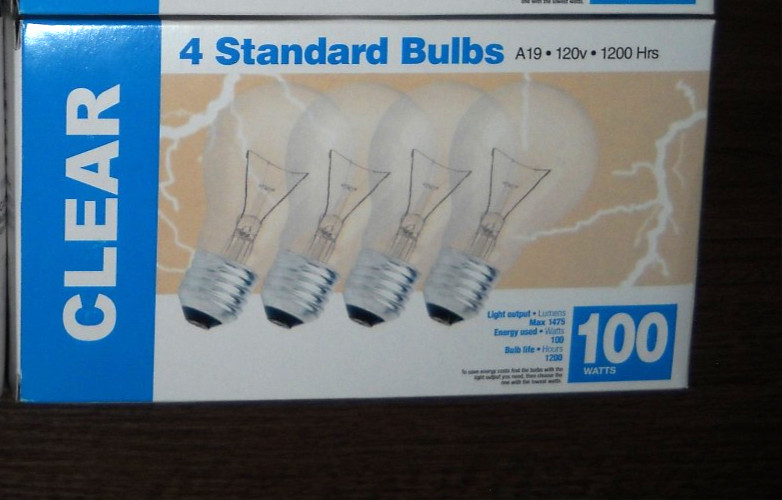100 Watt Light Bulbs Standard Light Bulbs A19 1475 Lumen 1200 Hours 4 Pack clear